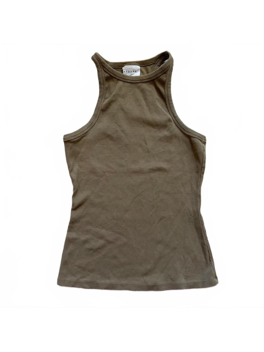 Sezane Marcelo Ribbed Tank Top Racerback Organic Cotton Women's Size Small